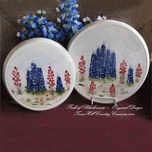 Ceramic Burner Cover Set of 2 for Electric Stove Hand Painted Texas