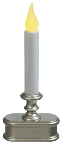 LED Economy Single Tier Amber Flicker Flame Window Candle Pewter Battery Operated