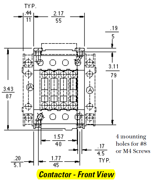 GE CL04A310M contactor rated at 54 AMPS with a AC coil