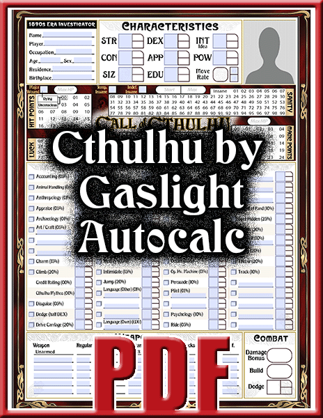 Call Of Cthulhu Modern Character Sheet