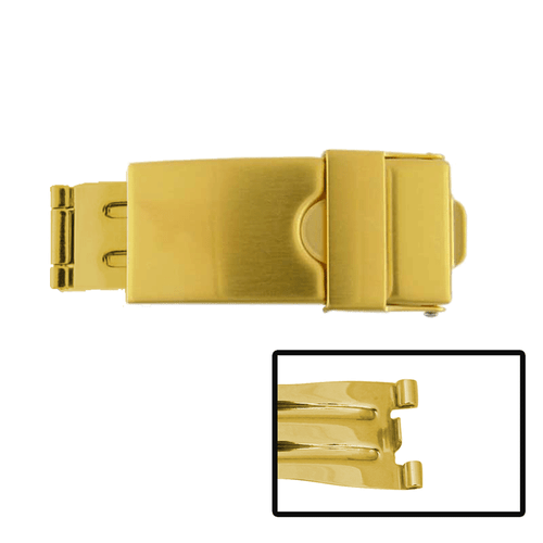 Gold Plated TriFold Watch Band Clasps with Security Catch Clasps
