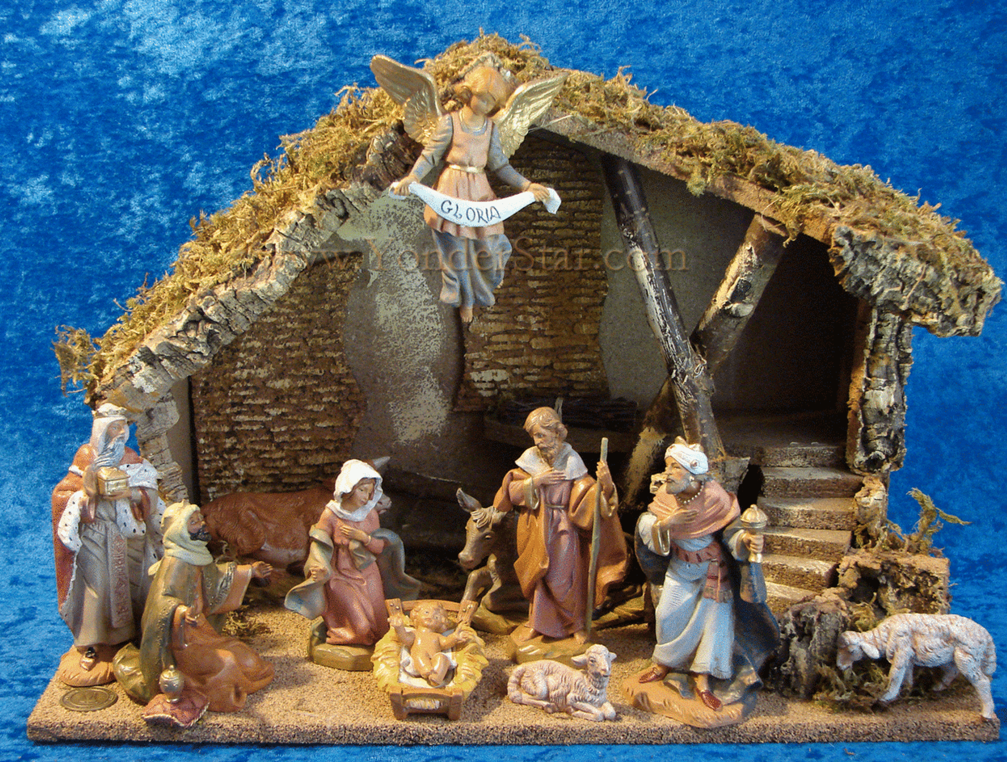5 quot Fontanini Nativity Scene 11 pc w 11 5 quot Wooden Stable 54490 Yonder