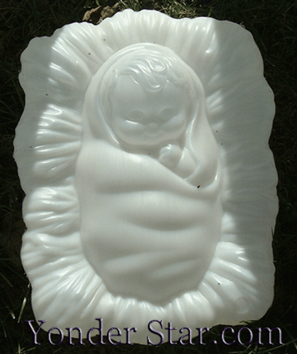 Lighted White Outdoor Nativity Baby Jesus in Crib