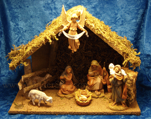 5" Fontanini Nativity Scene 7-pc with 10" Wooden Stable 54564