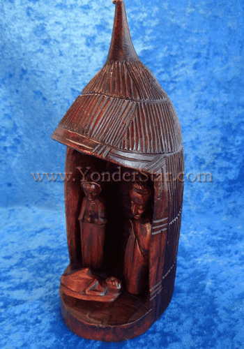 Jacaranda Wood Nativity Hut - Uganda