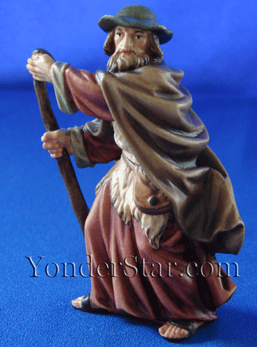 Shepherd w Walking Stick LEPI Nazarene Wooden Nativity