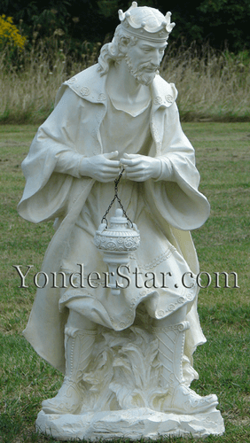 39" Off White Stone Outdoor Praising Wiseman