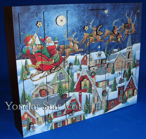 Heirloom Wooden Advent Calendar Santa's Sleigh Ride