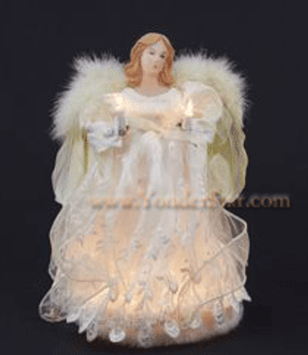 12" Ivory Angel Fiber Optic Tree Topper