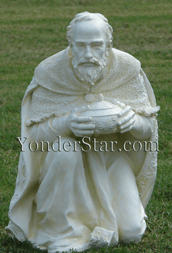 39" Off White Stone Kneeling Wiseman
