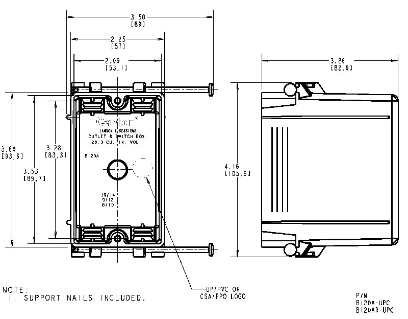 Carlon B120A-UPC - Single Gang Nonmetallic Boxes 20 CU Inch Zip Box W/Nails